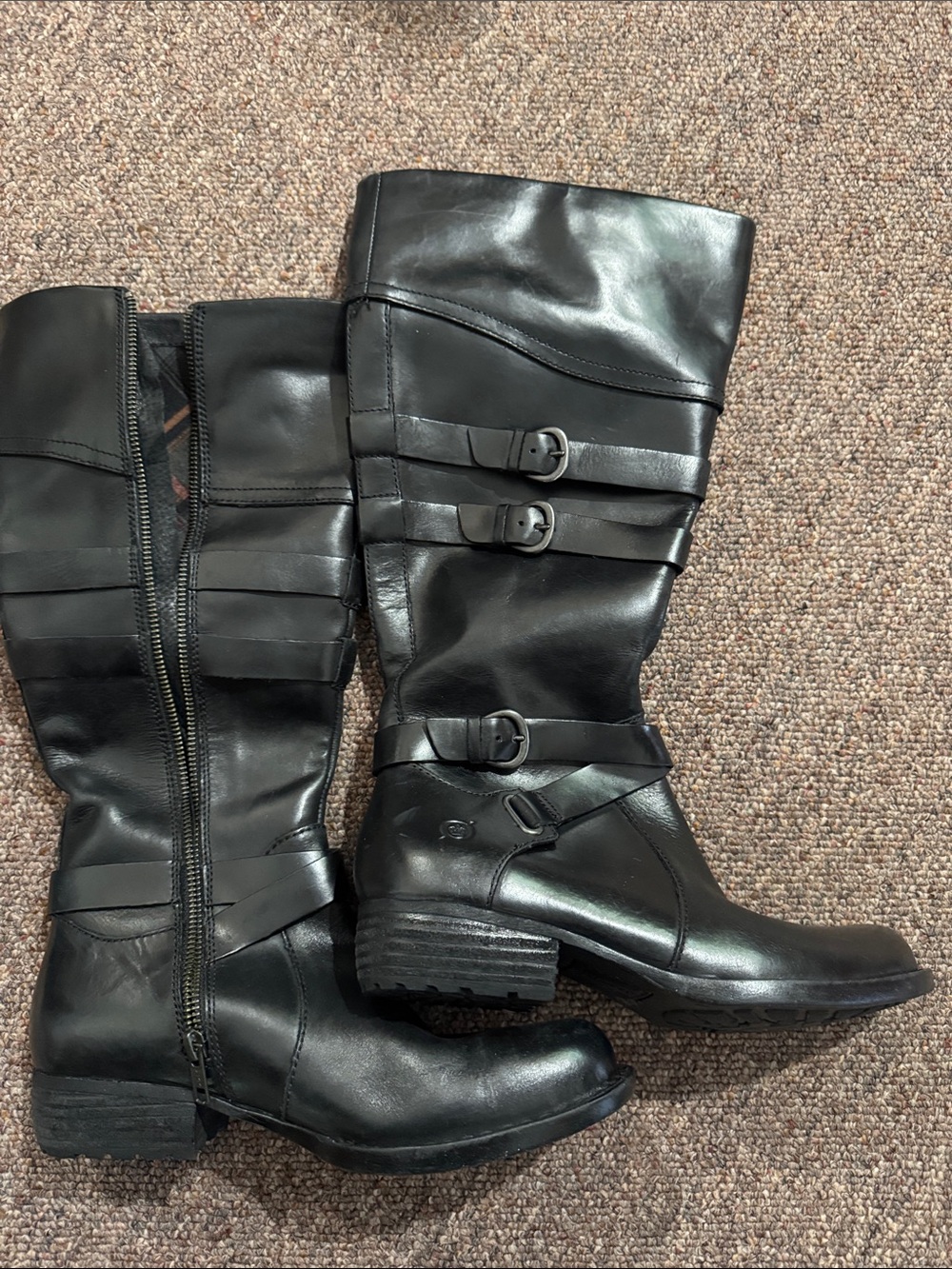 Born Black Mid-Calf Buckle Riding Boots